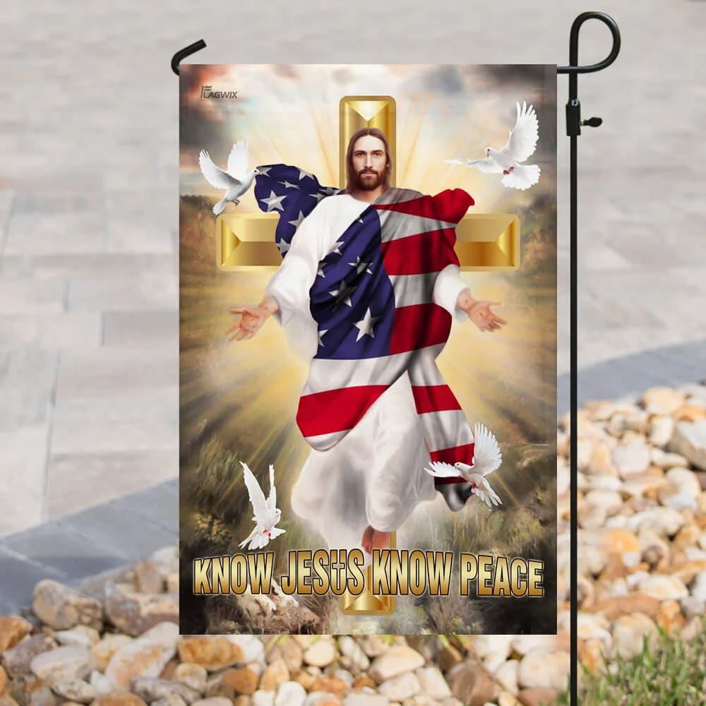 Know Jesus Know Peace Christian Cross House Flag - Christian Garden Flags - Christian Flag - Religious Flags