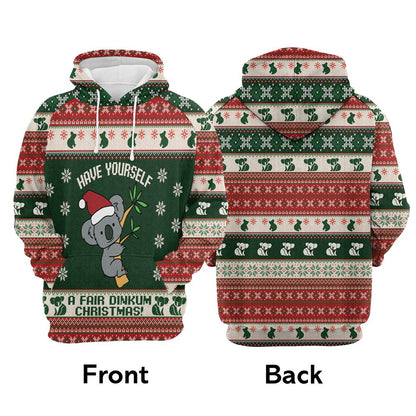 Koala Fair Dinkum Christmas All Over Print 3D Hoodie For Men And Women, Best Gift For Dog lovers, Best Outfit Christmas