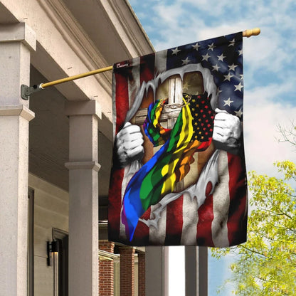 LGBT Christian Cross America U S House Flag - Christian Garden Flags - Christian Flag - Religious Flags