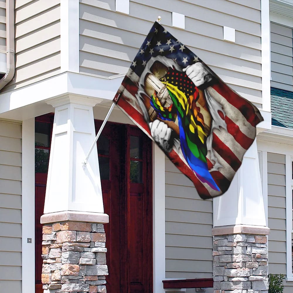 LGBT Christian Cross America U S House Flag - Christian Garden Flags - Christian Flag - Religious Flags