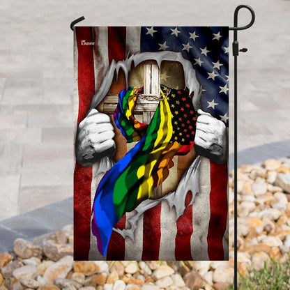 LGBT Christian Cross America U S House Flag - Christian Garden Flags - Christian Flag - Religious Flags