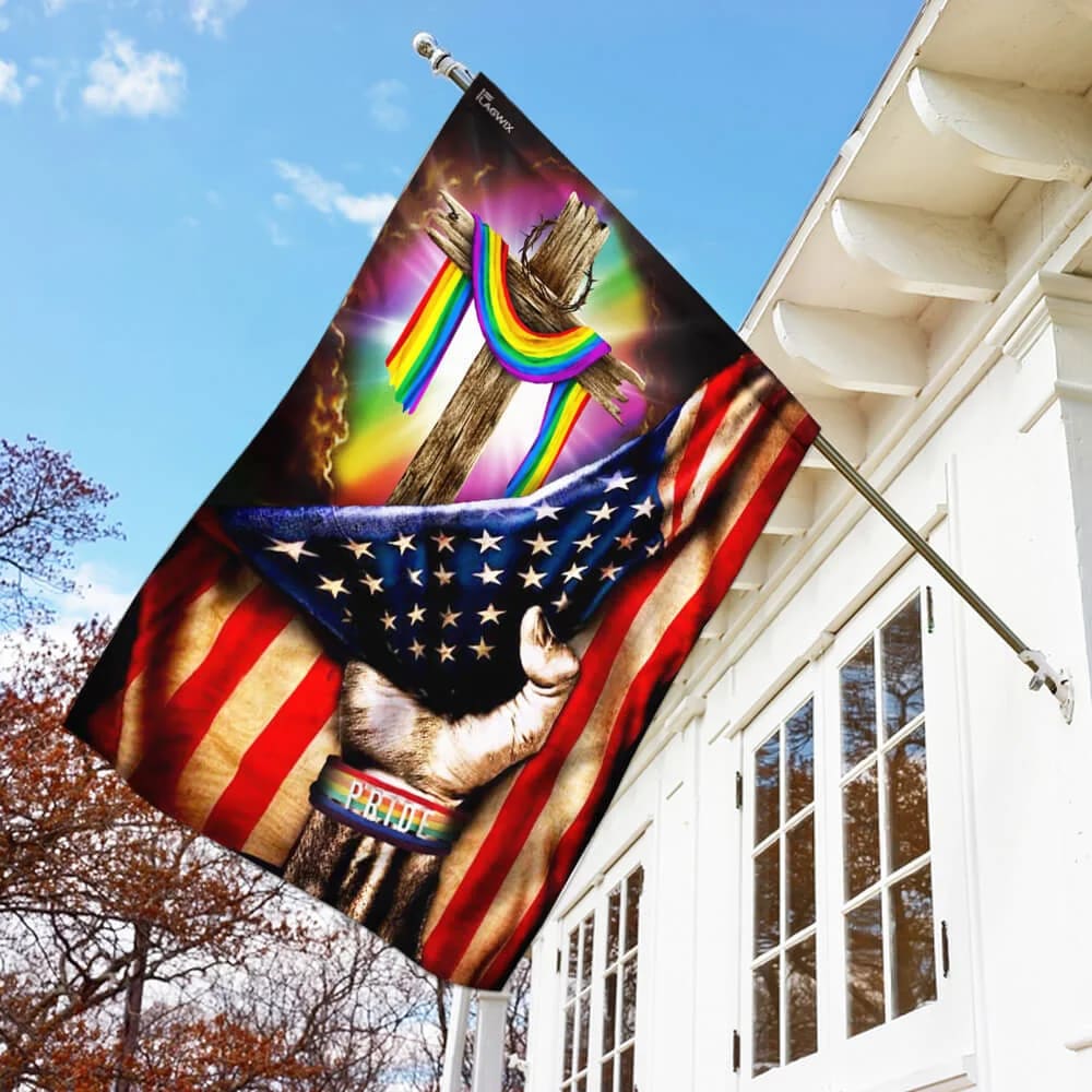 LGBT Pride Christian Cross House Flag - Christian Garden Flags - Christian Flag - Religious Flags