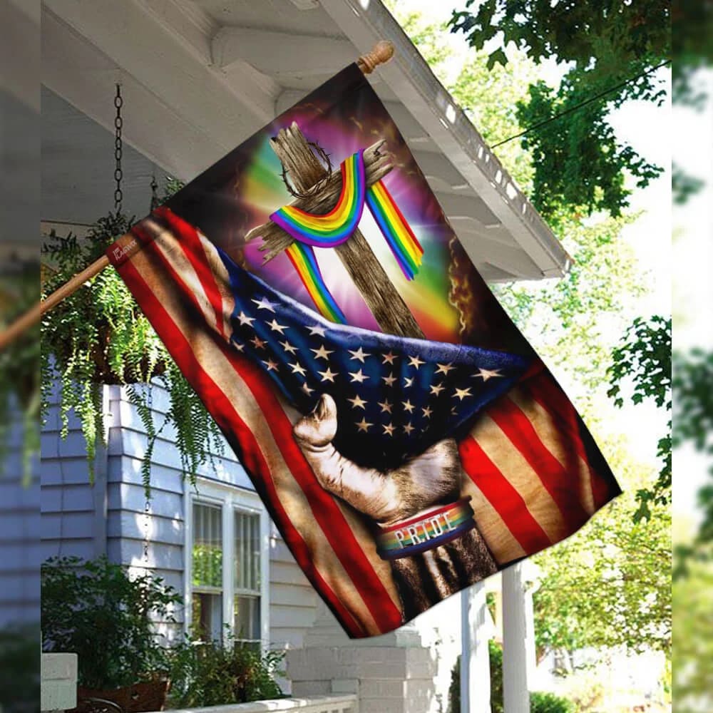 LGBT Pride Christian Cross House Flag - Christian Garden Flags - Christian Flag - Religious Flags