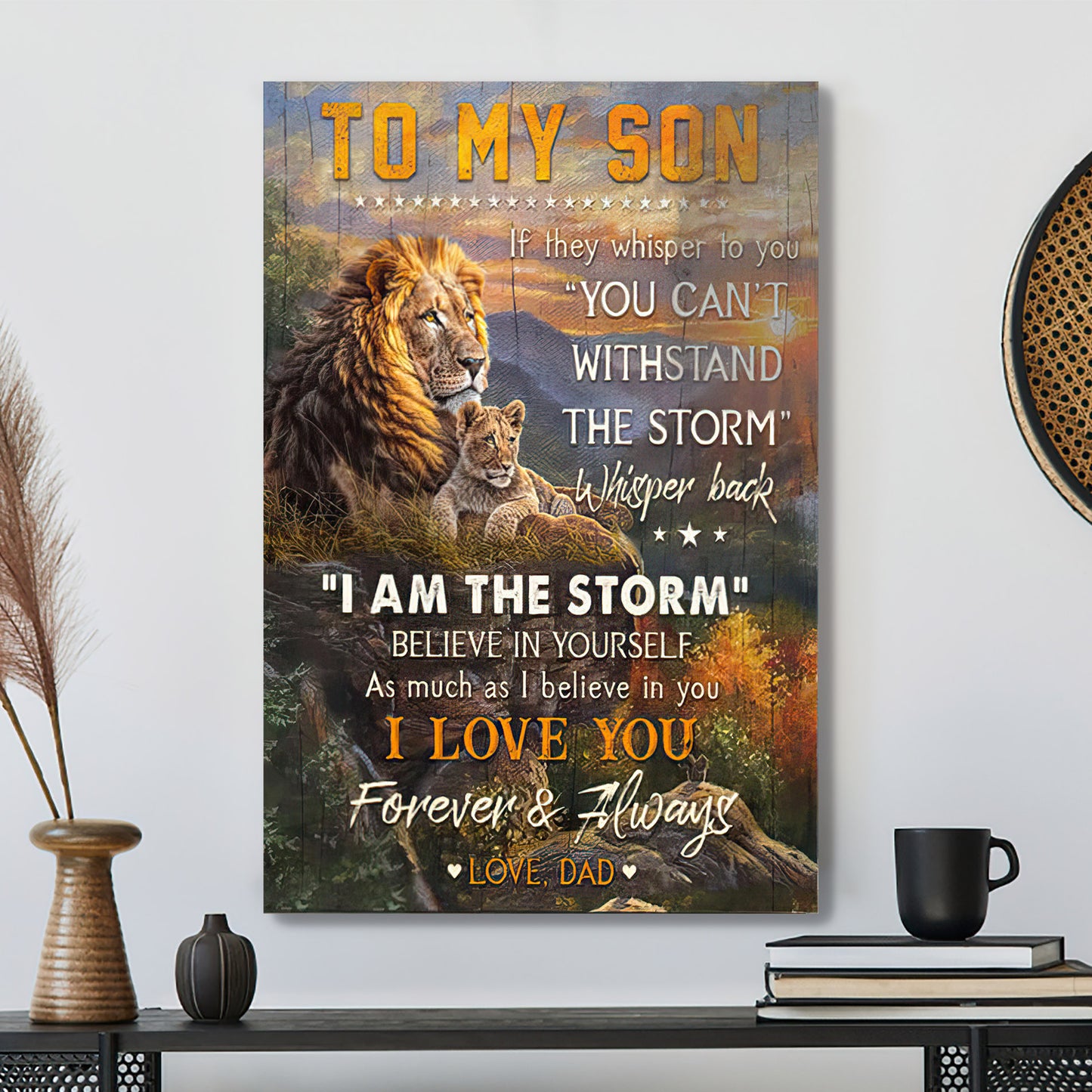 To My Son - Lion Dad - I Am The Storm - Dad Son Canvas Prints - Best Gift For Son - Ciaocustom