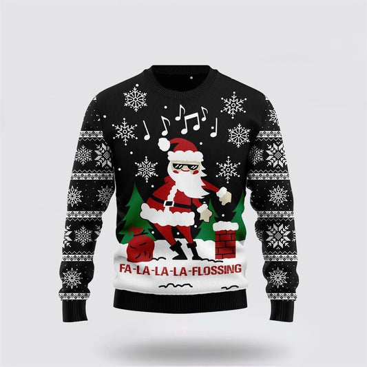 La-La-La Flossing Santa Claus Ugly Christmas Sweater For Men And Women, Best Gift For Christmas, The Beautiful Winter Christmas Outfit