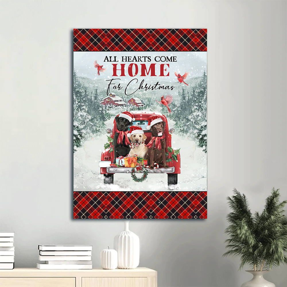 Labrador Cardinal Christmas Christian All Hearts Come Home For Christmas Canvas Wall Art - Christian Gift
