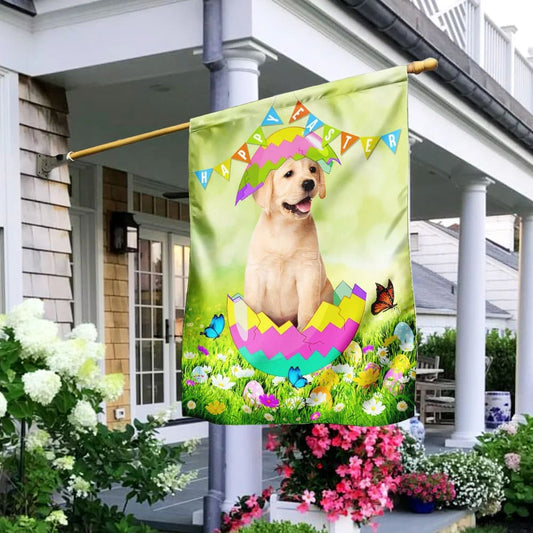 Labrador Retriever Egg Easter House Flags - Happy Easter Garden Flag - Decorative Easter Flags