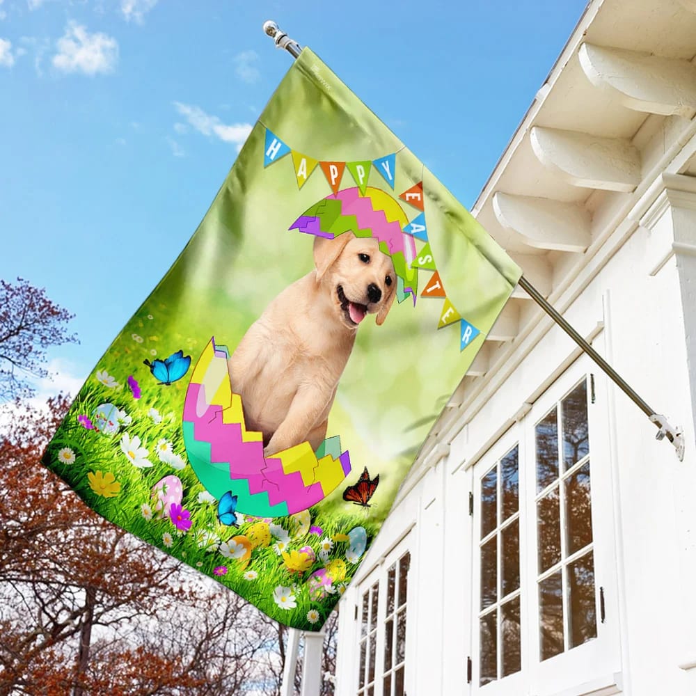 Labrador Retriever Egg Easter House Flags - Happy Easter Garden Flag - Decorative Easter Flags