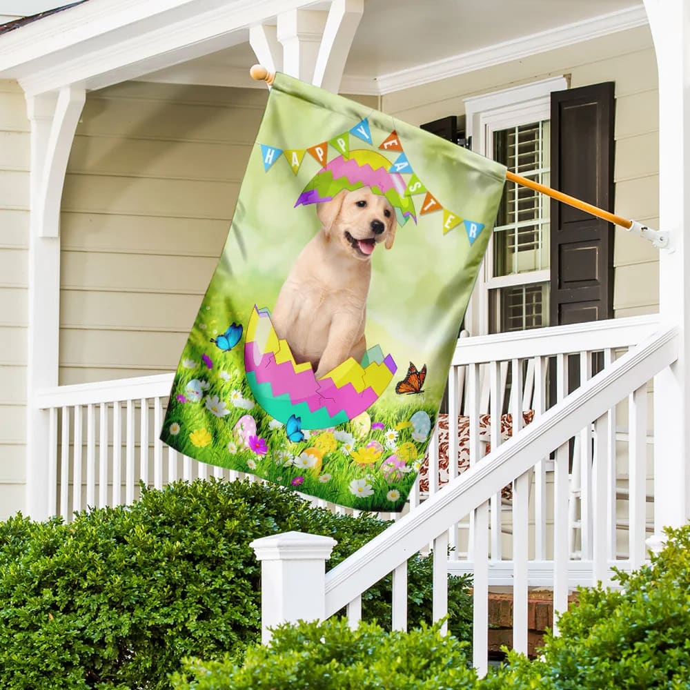 Labrador Retriever Egg Easter House Flags - Happy Easter Garden Flag - Decorative Easter Flags