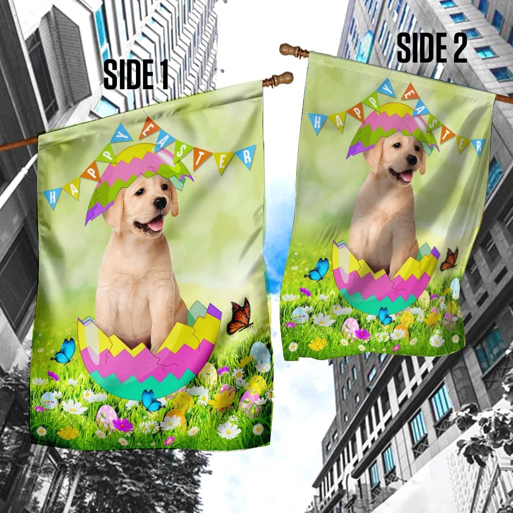 Labrador Retriever Egg Easter House Flags - Happy Easter Garden Flag - Decorative Easter Flags