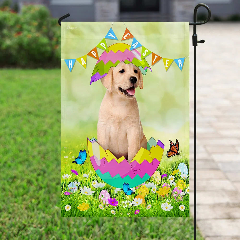 Labrador Retriever Egg Easter House Flags - Happy Easter Garden Flag - Decorative Easter Flags
