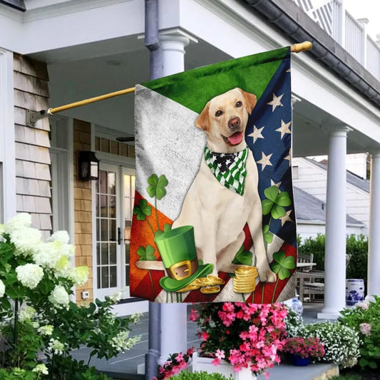 Labrador Retriever House Flag - St Patrick's Day Garden Flag - Outdoor St Patrick's Day Decor