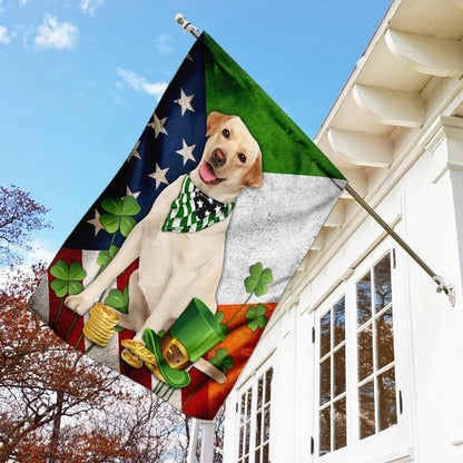 Labrador Retriever House Flag - St Patrick's Day Garden Flag - Outdoor St Patrick's Day Decor