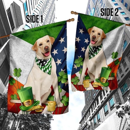 Labrador Retriever House Flag - St Patrick's Day Garden Flag - Outdoor St Patrick's Day Decor