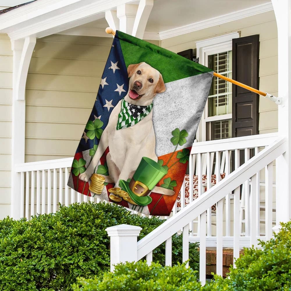 Labrador Retriever House Flag - St Patrick's Day Garden Flag - Outdoor St Patrick's Day Decor