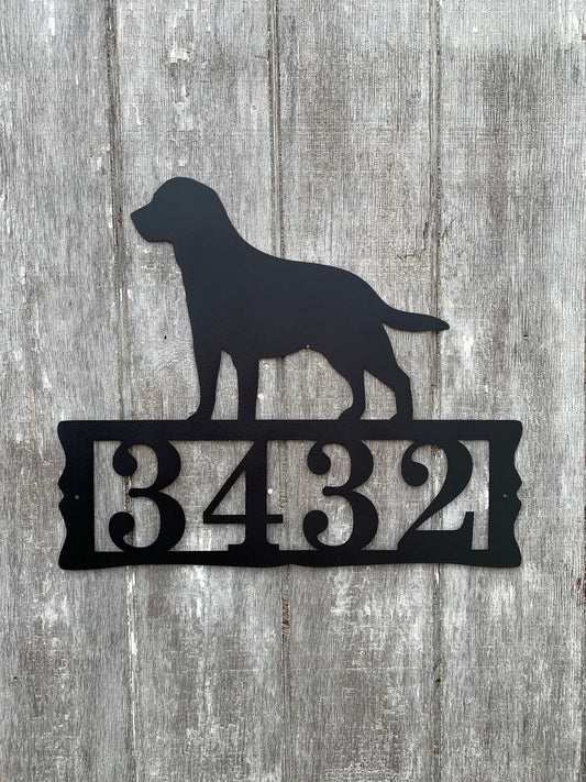 Labrador Retriever Metal Address Plaque For House - Metal Address Sign - Metal Last Name Signs