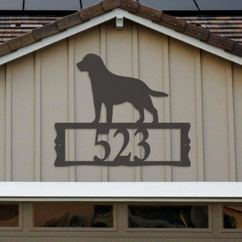 Labrador Retriever Metal Address Plaque For House - Metal Address Sign - Metal Last Name Signs