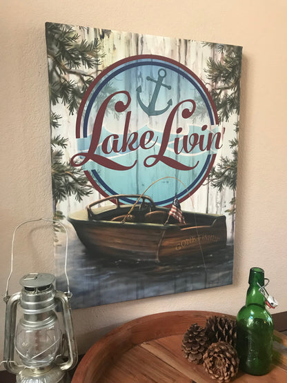 Lake Livin Canvas Wall Art - Christian Wall Decor - Religious Gift