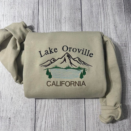 Lake Oroville Embroidered Sweatshirt, Women's Embroidered Sweatshirts