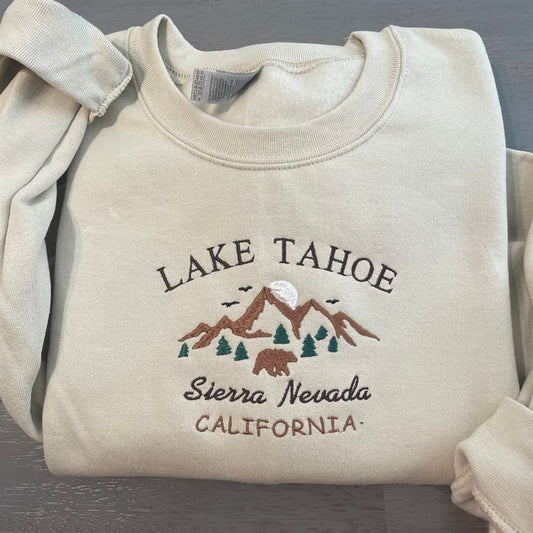 Lake Tahoe Embroidered Sweatshirt, Women's Embroidered Sweatshirts