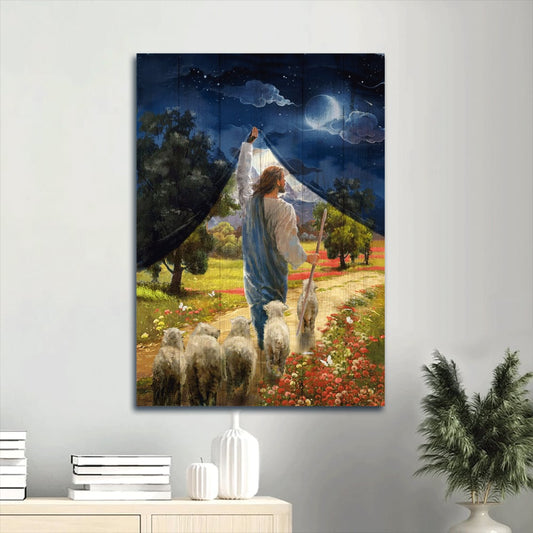 Lamb Of God Canvas Wall Art - Jesus And Lamb Painting - Jesus The Good Shepherd Portrait Canvas - Christian Gift
