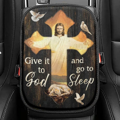 Lamb Of God, Dove Of Peace, Jesus Cross, Give It To God Car Center Console Cover, Christian Armrest Seat Cover, Bible Seat Box Cover