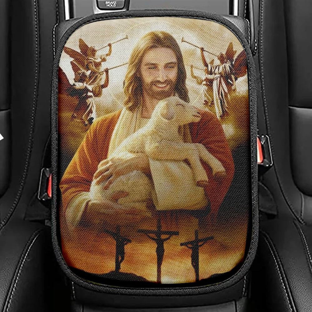 Lamb Of God, Jesus Drawing, Heaven Angels, Three Crosses Car Center Console Cover, Christian Armrest Seat Cover, Bible Seat Box Cover