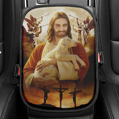 Lamb Of God, Jesus Drawing, Heaven Angels, Three Crosses Car Center Console Cover, Christian Armrest Seat Cover, Bible Seat Box Cover