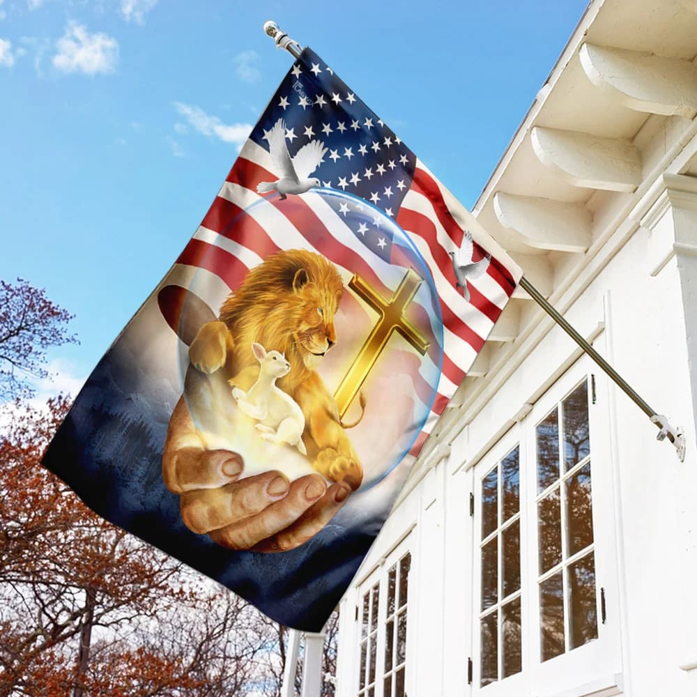 Lamb Of God Jesus Lion House Flag - Christian Garden Flags - Christian Flag - Religious Flags