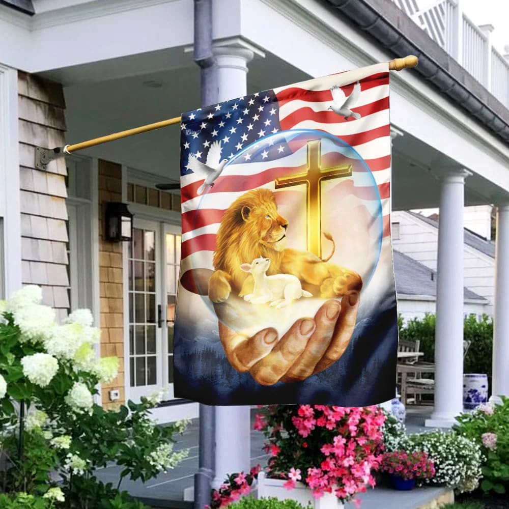 Lamb Of God Jesus Lion House Flag - Christian Garden Flags - Christian Flag - Religious Flags