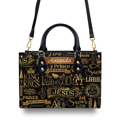 Lamb Of God  Personalized Leather Handbag With Zipper - Inspirational Gift Christian Ladies