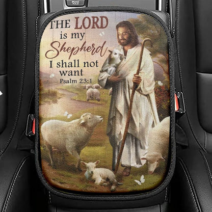 Lamb Of God The Lord Is My Shepherd Car Center Console Cover, Christian Armrest Seat Cover, Bible Seat Box Cover
