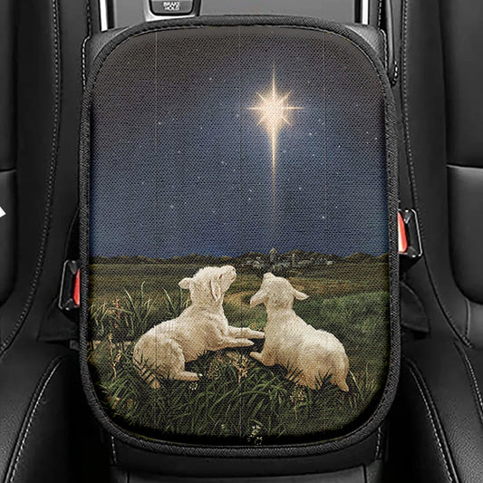 Lambs Look At The Light Star Of Bethlehem Seat Box Cover, Lion Car Center Console Cover, Christian Car Interior Accessories