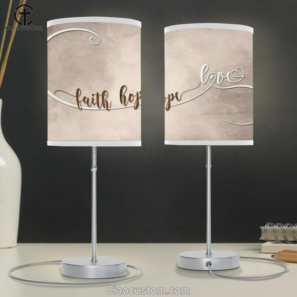 Lamp Art Faith Hope Love Lamp Art Table Lamp - Christian Lamp Art Decor - Scripture Table Lamp Prints