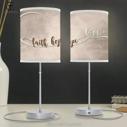 Lamp Art Faith Hope Love Lamp Art Table Lamp - Christian Lamp Art Decor - Scripture Table Lamp Prints