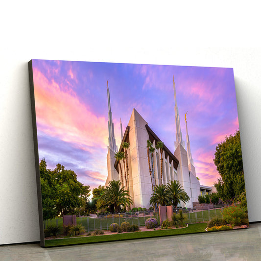 Las Vegas Nevada Temple Vibrant Sunset Canvas Wall Art - Jesus Christ Picture - Canvas Christian Wall Art