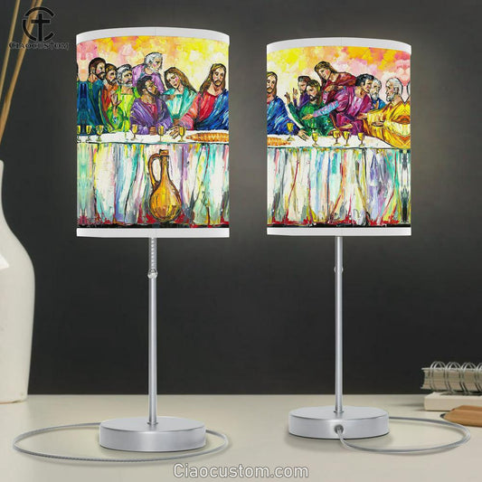 Last Supper Table Lamp For Bedroom 10 - Jesus Table Lamp - Christian Lamp Art - Jesus Room Decor