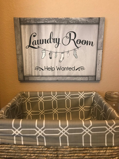 Laundry Room Help Wanted Canvas Wall Art - Christian Wall Decor - Religious Gift