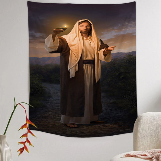 Lead Kindly Light Tapestry - Jesus Picture - Religious Tapestry - Christian Tapestry Wall Hangings