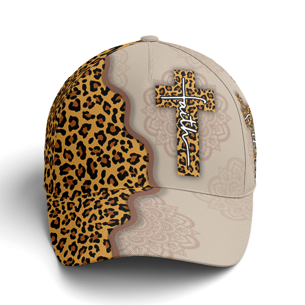 Leopard Crossover Faith Mandala Style Baseball Cap