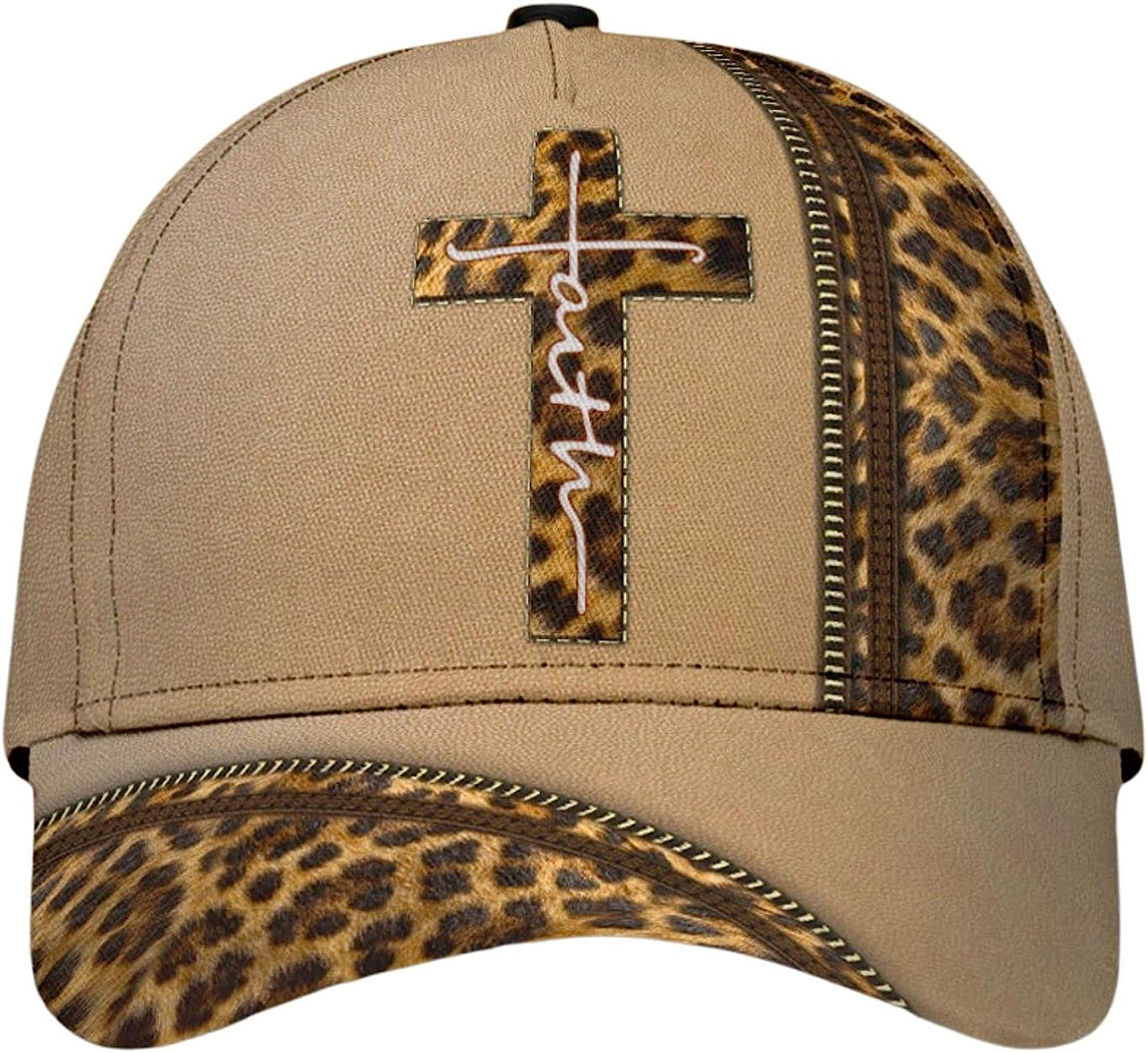 Leopard Faith Jesus Cross All Over Print Baseball Cap - Christian Hats For Men Women