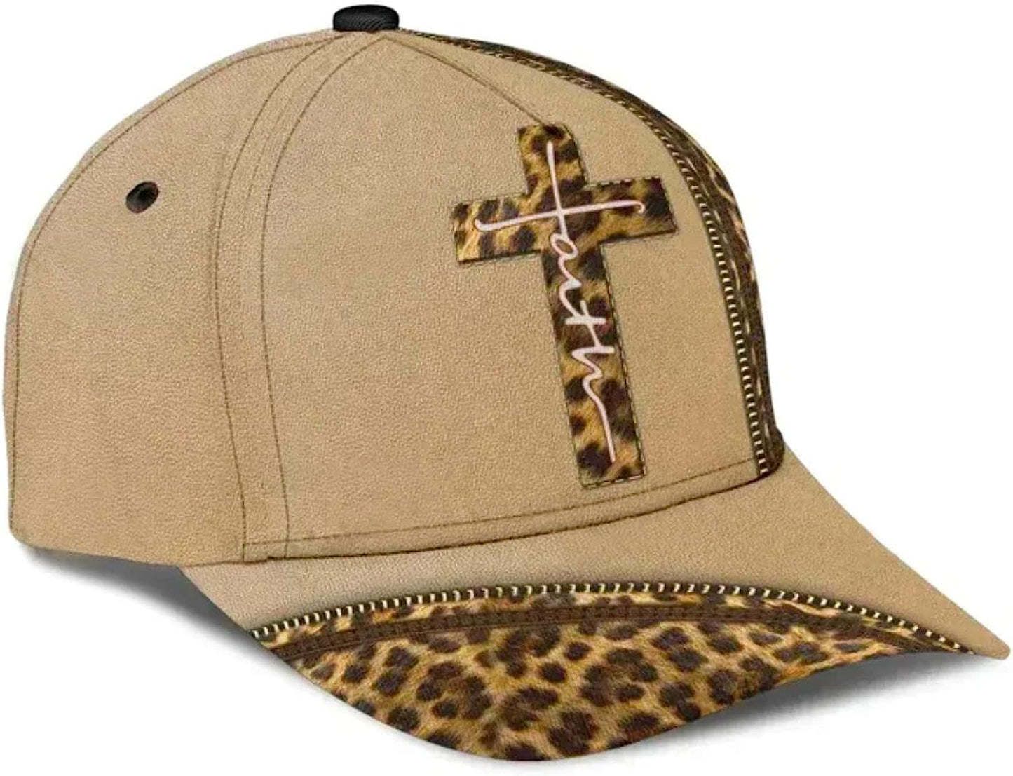 Leopard Faith Jesus Cross All Over Print Baseball Cap - Christian Hats For Men Women