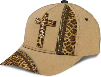Leopard Faith Jesus Cross All Over Print Baseball Cap - Christian Hats For Men Women