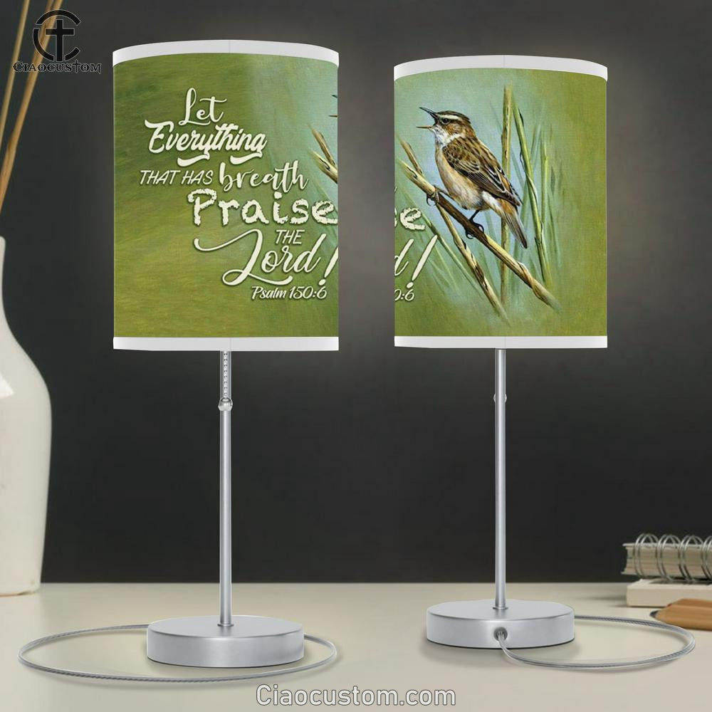 Let Everything That Has Breath Psalm 1506 Bible Verse Table Lamp For Bedroom - Christian Room Decor