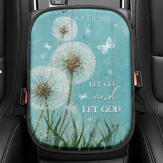Let Go And Let God Dandelion White Butterfly Seat Box Cover, Lion Car Center Console Cover, Christian Car Interior Accessories