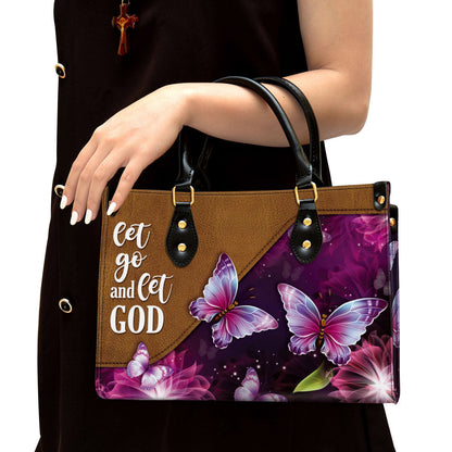 Let Go And Let God Pretty Butterfly Leather Handbag - Religious Gifts For Women - Women Pu Leather Bag