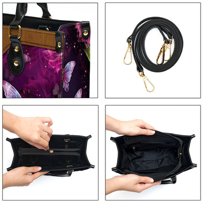 Let Go And Let God Pretty Butterfly Leather Handbag - Religious Gifts For Women - Women Pu Leather Bag