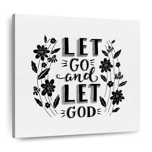 Let Go And Let God Square Canvas Art - Christian Wall Decor - Christian Wall Hanging