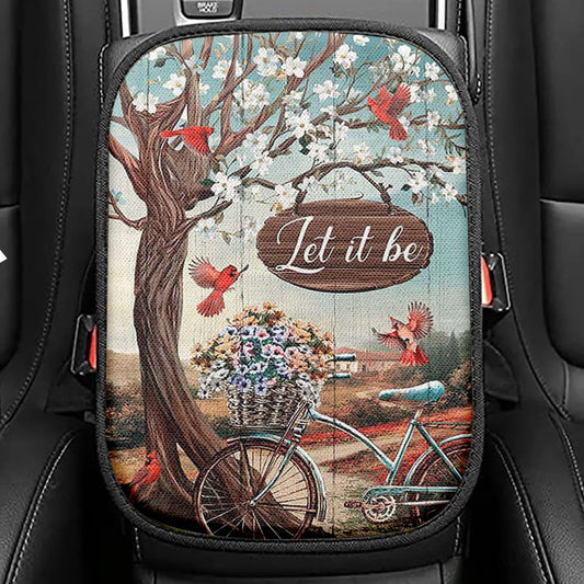 Let It Be Bicycle Red Cardinals Seat Box Cover, Bible Verse Car Center Console Cover, Inspirational Car Interior Accessories
