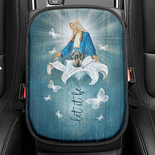 Let It Be Lily Flower Maria Butterfly Seat Box Cover, Lion Car Center Console Cover, Christian Car Interior Accessories